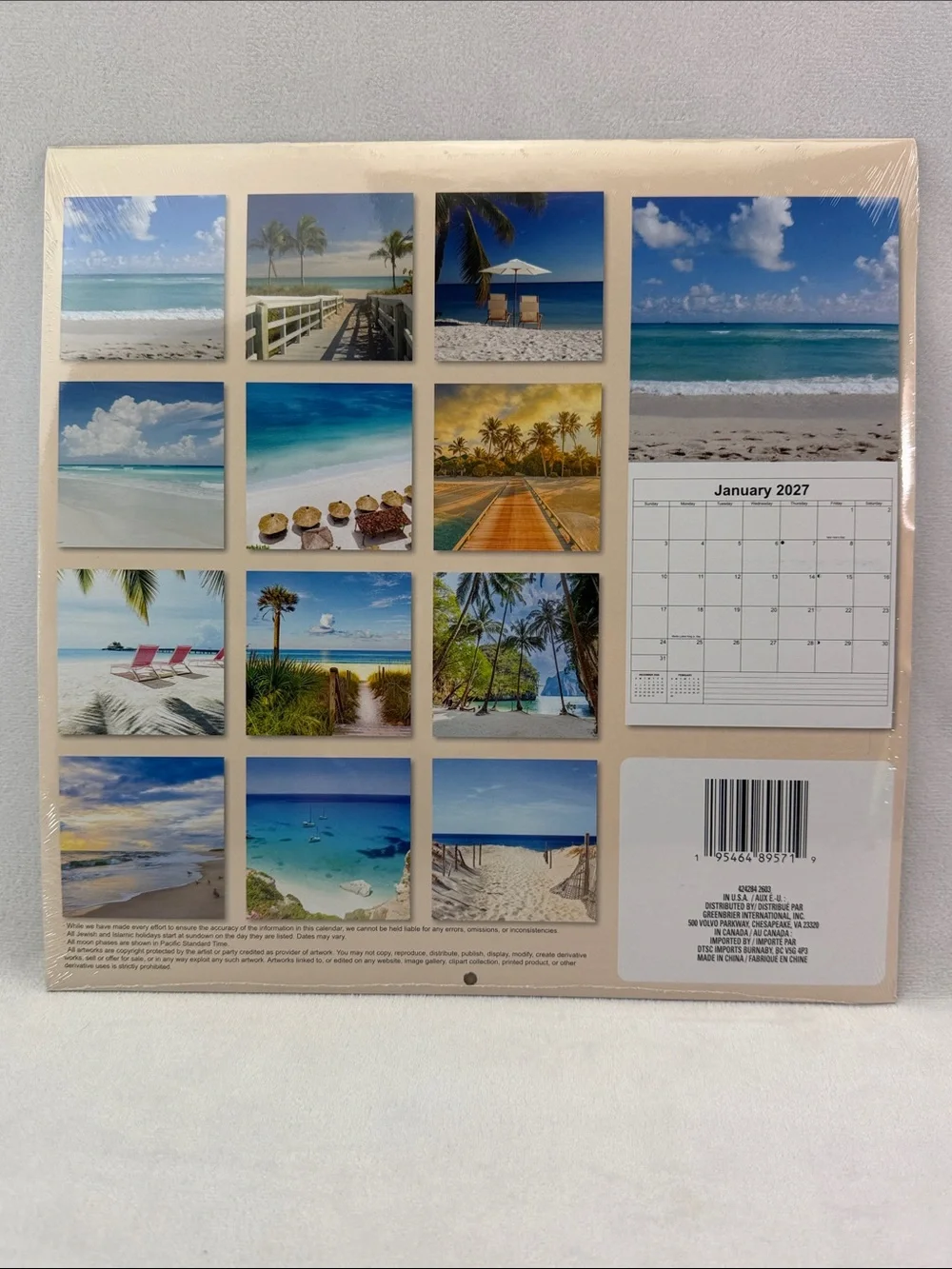 New 2027 Beaches 12-Month Wall 12” X 24” Calendar